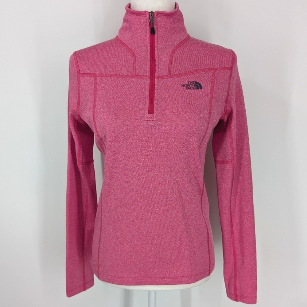 The North Face Pink Long Sleeve Quarter-Zip Pullover Top Fleece Sweater XS